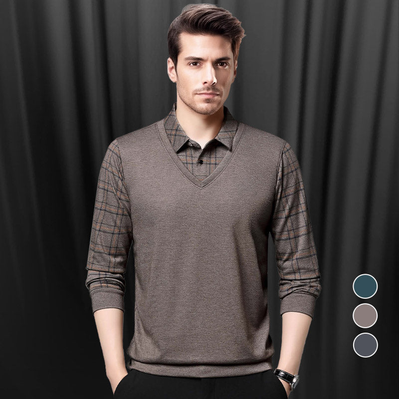 ❄️Winter Specials 50% OFF❄️Men's Faux Two Piece Lapel Long-Sleeve Tops