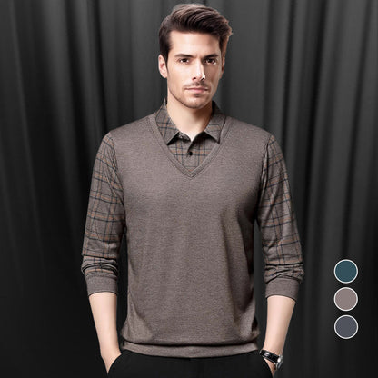 ❄️Winter Specials 50% OFF❄️Men's Faux Two Piece Lapel Long-Sleeve Tops