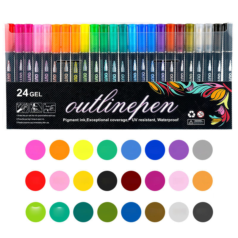 🔥Black Friday Sale 49%OFF-🎁 Double Outline Glitter Coloring Pen Set