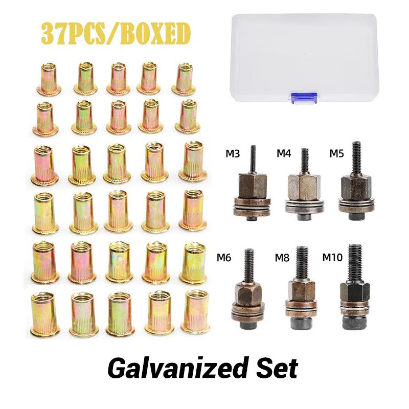 🔥Hot Promotion 50% Off💥Flat Head Threaded Insert Nut Rivet Nuts Set