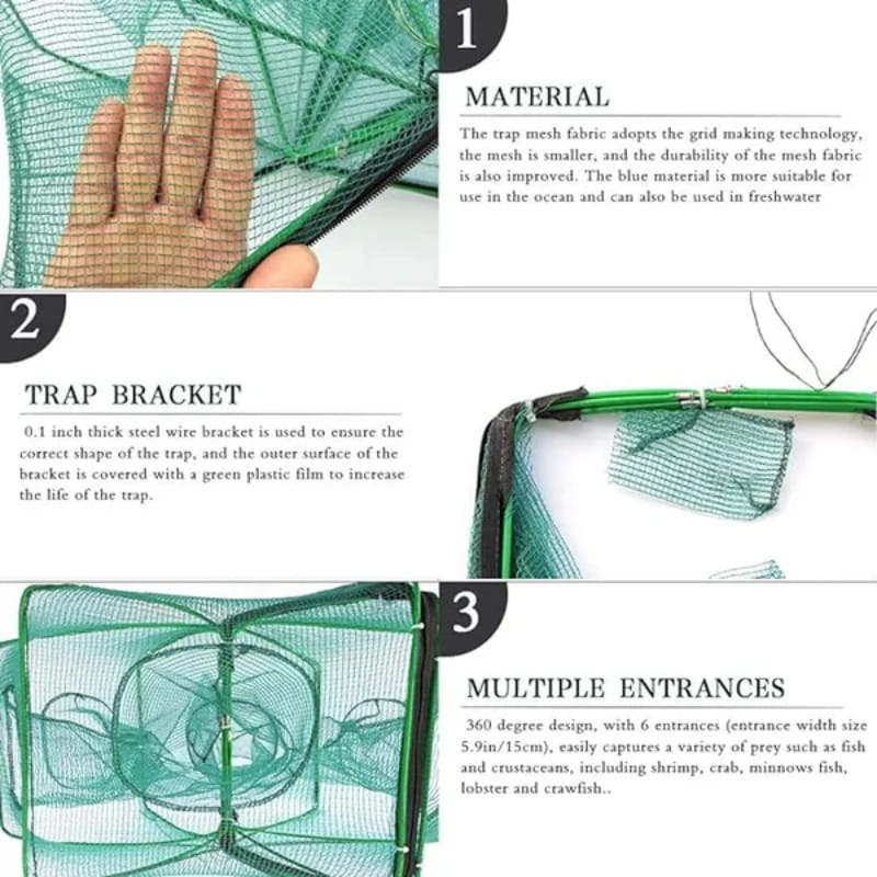 🔥Hot Sale 50% OFF🐟Auto-Foldable Strengthened Fishing Trap Net