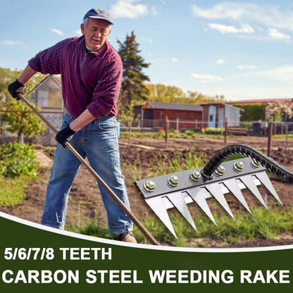 🔥Hot Sale 50% 0FF🔥5/6/7/8 Teeth Carbon Steel Garden Weeding Rake