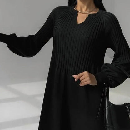 🎁Comfort and style💎Women's Solid Color Knitted Long-sleeve Maxi Dress