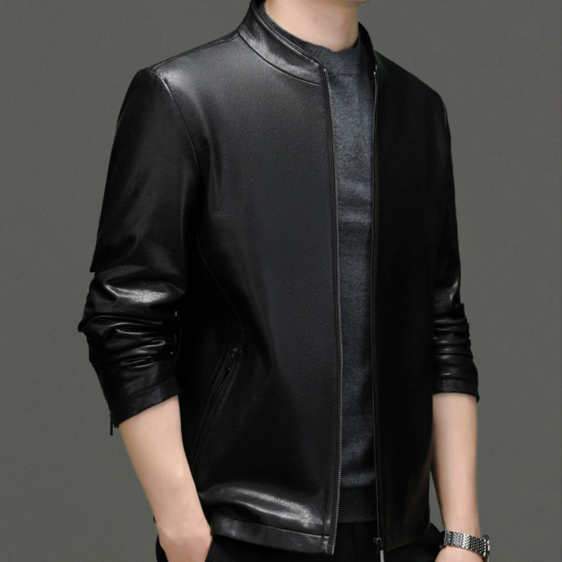 🎅Hot Sale 50% off🎁Men's Classic PU Leather Jacket with Zipper Front📦FREE SHIPPING