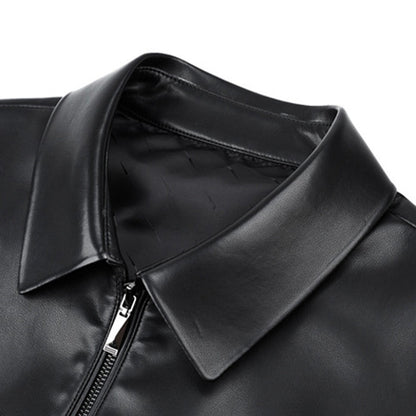 🎅Hot Sale 50% off🎁Men's Classic PU Leather Jacket with Zipper Front📦FREE SHIPPING