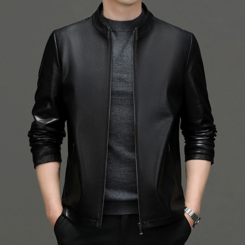 🎅Hot Sale 50% off🎁Men's Classic PU Leather Jacket with Zipper Front📦FREE SHIPPING