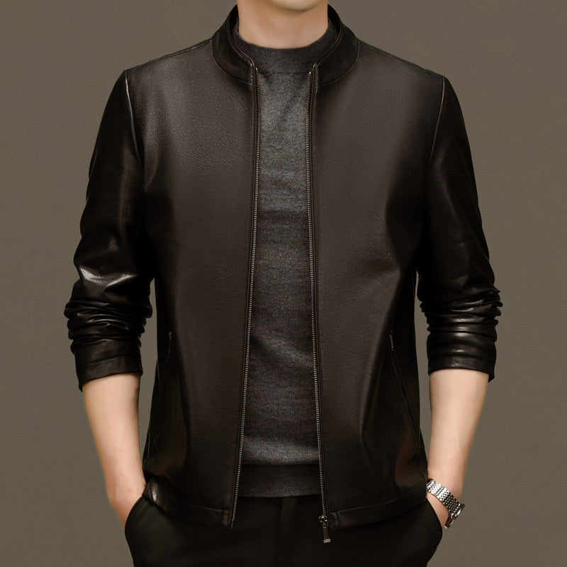 🎅Hot Sale 50% off🎁Men's Classic PU Leather Jacket with Zipper Front📦FREE SHIPPING