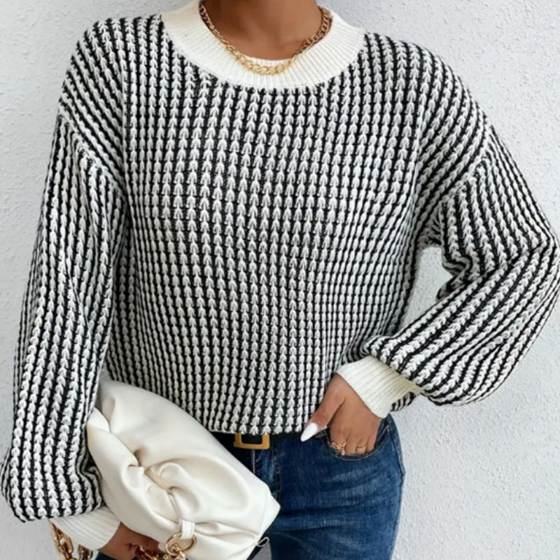 🎅Xmas Sales - 50% OFF🎄Women's Knit Ribbed Pullover Round Neck Sweater