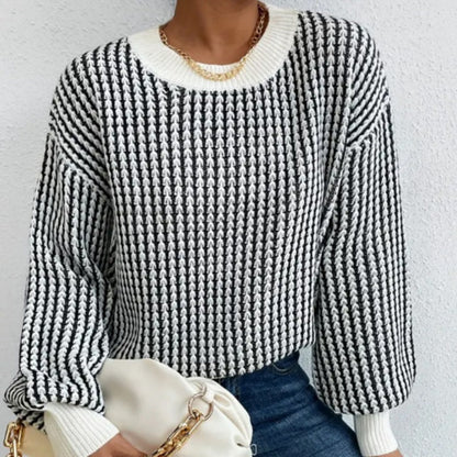 🎅Xmas Sales - 50% OFF🎄Women's Knit Ribbed Pullover Round Neck Sweater