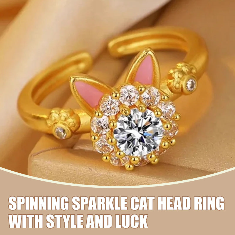 ✨New Arrival✨Spinning Sparkle Cat Head Ring with Style and Luck