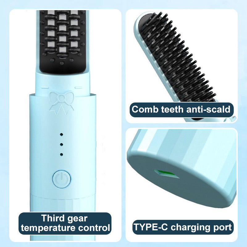 😍HOT SALE 50% OFF💯2-in-1 Rechargeable Long-lasting Straightening Comb