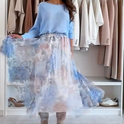 🌷🩵Spring Limited Sale 50% OFF🩵🌷Blue Set Bow Back Top & Tulle Skirt✈️Free Shipping✈️